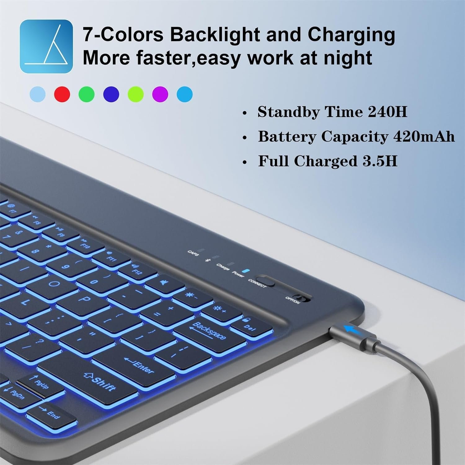 Backlit Wireless Detachable Folio Cover Keyboard Case for iPad Air 13 Inch (M2) 2024 for iPad Pro 12.9 Inch 6th/5th Gen