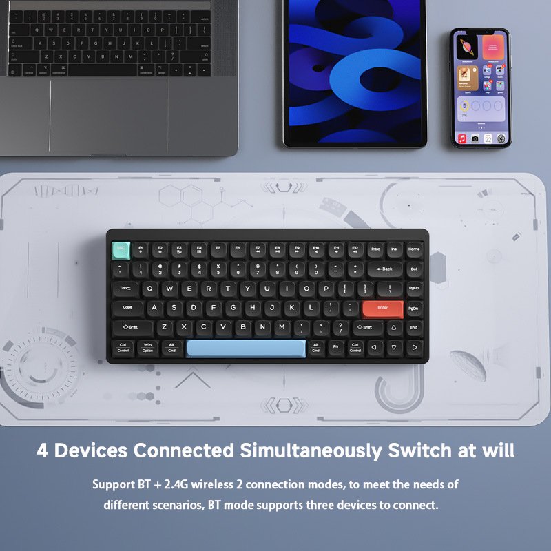 PCTECH YK84 Wireless Gaming Keyboard 2.4G Low Switch wireless BT5.0 Bluetooth Keyboard Mechanical Keyboard