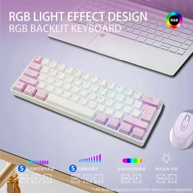 K401 mini keyboard wired 61 keys RGB 60 percent keyboard gaming keyboard