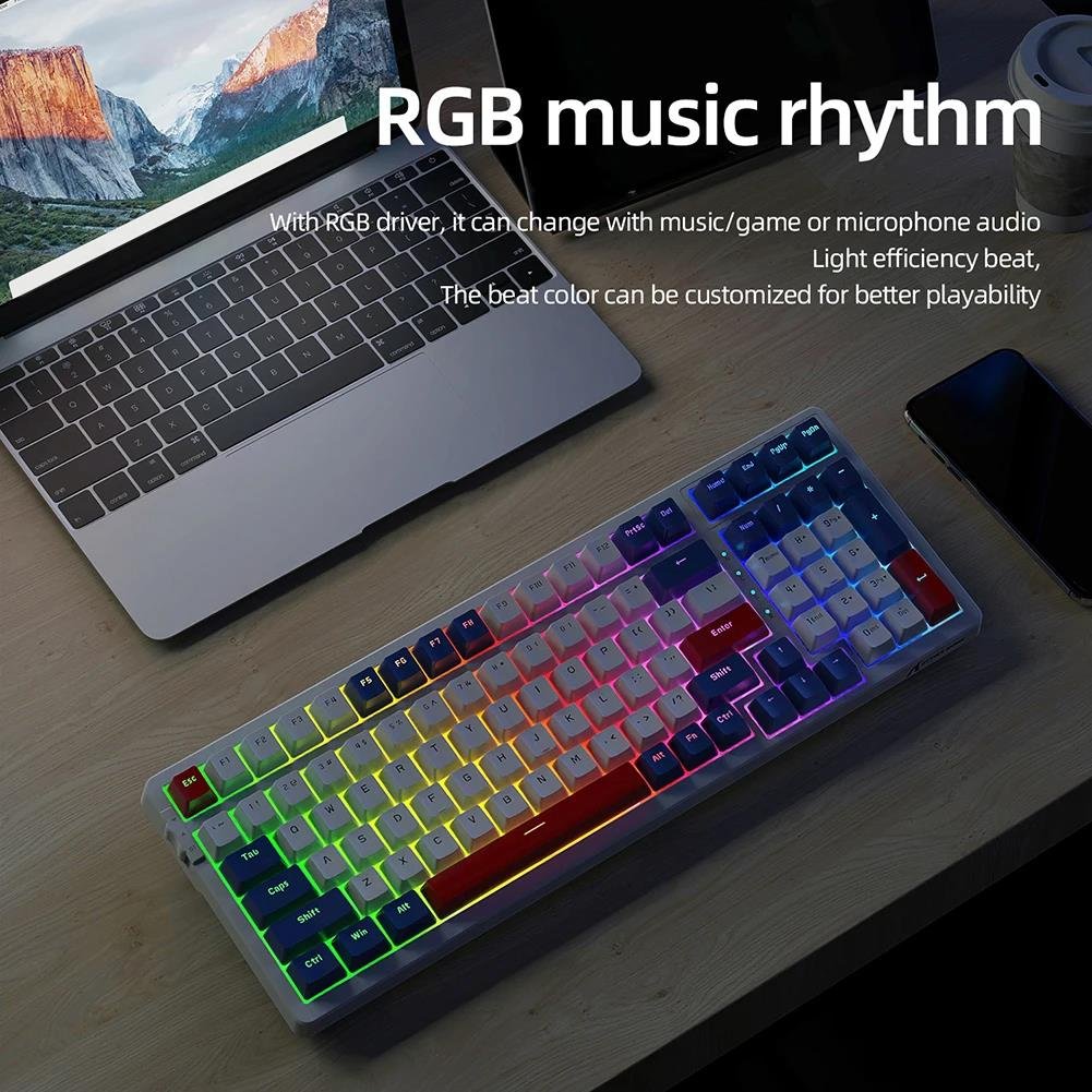 Attack Shark K98 Mechanical Keyboard RGB Backlight 100 Keys Wireless Gaming Gamer Keyboards Triple Mode for PC Computer Gamer