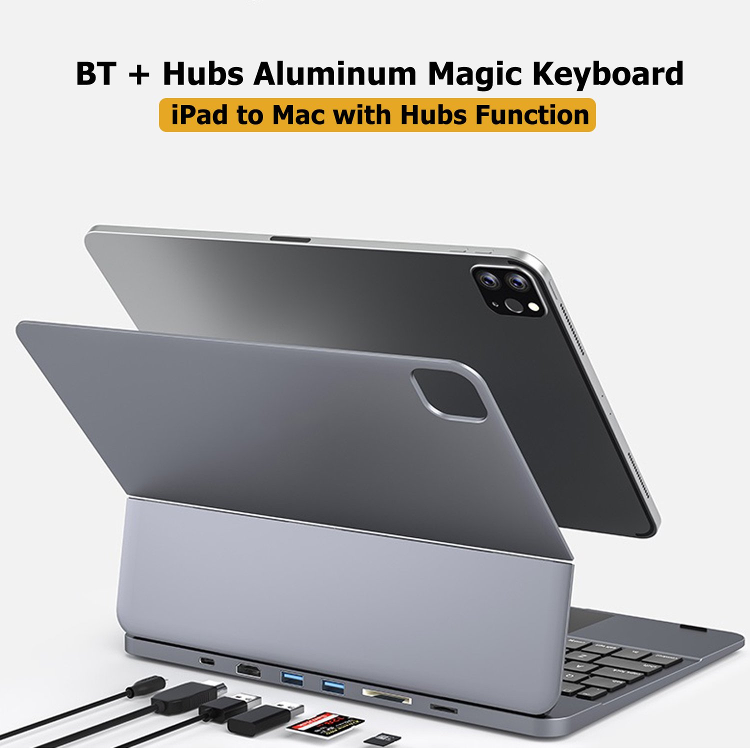 Kozh 2022 New Arrival Type C Touchpad Aluminum lpad Magic Keyboard With 7 In 1 Hubs Design