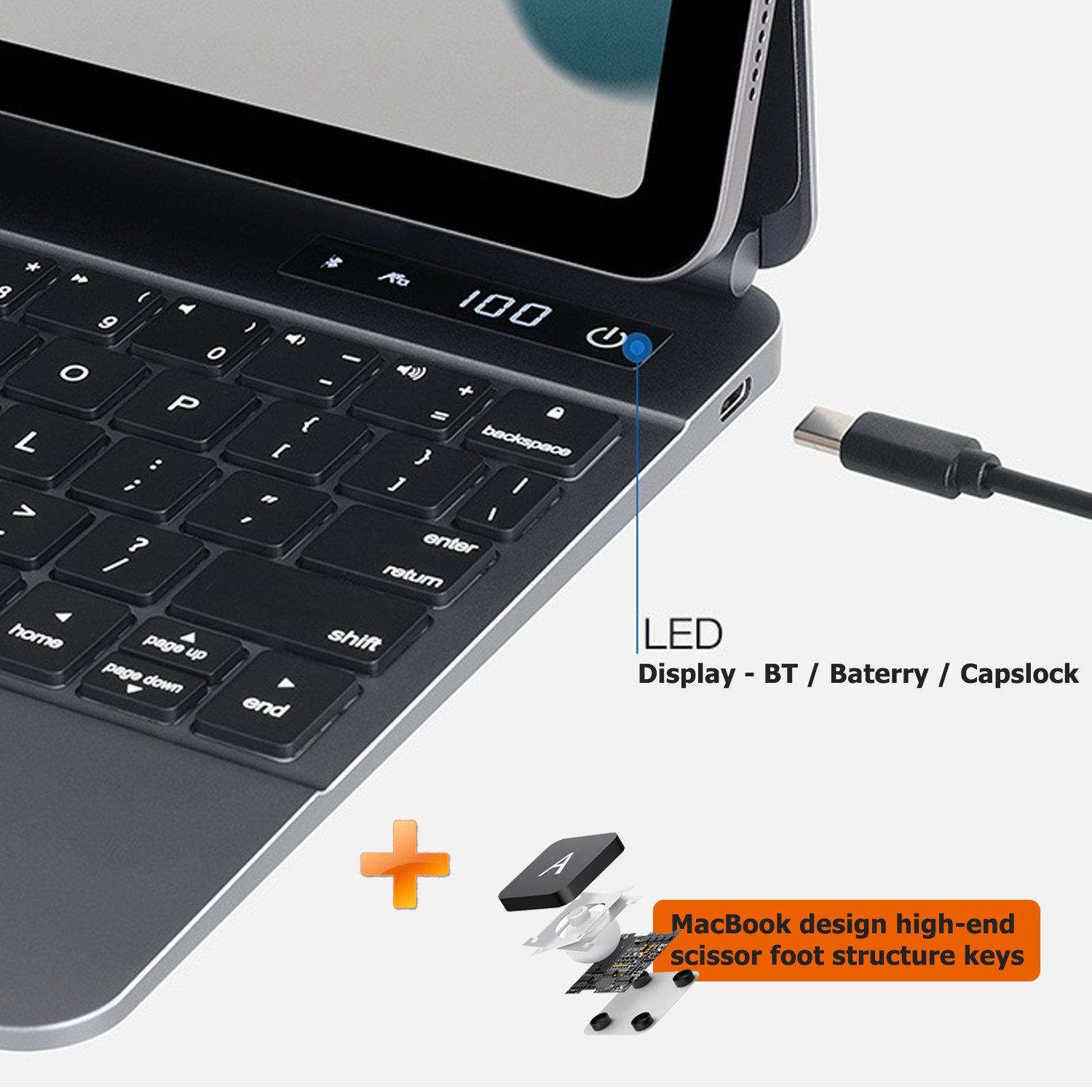 Kozh 2022 New Arrival Type C Touchpad Aluminum lpad Magic Keyboard With 7 In 1 Hubs Design