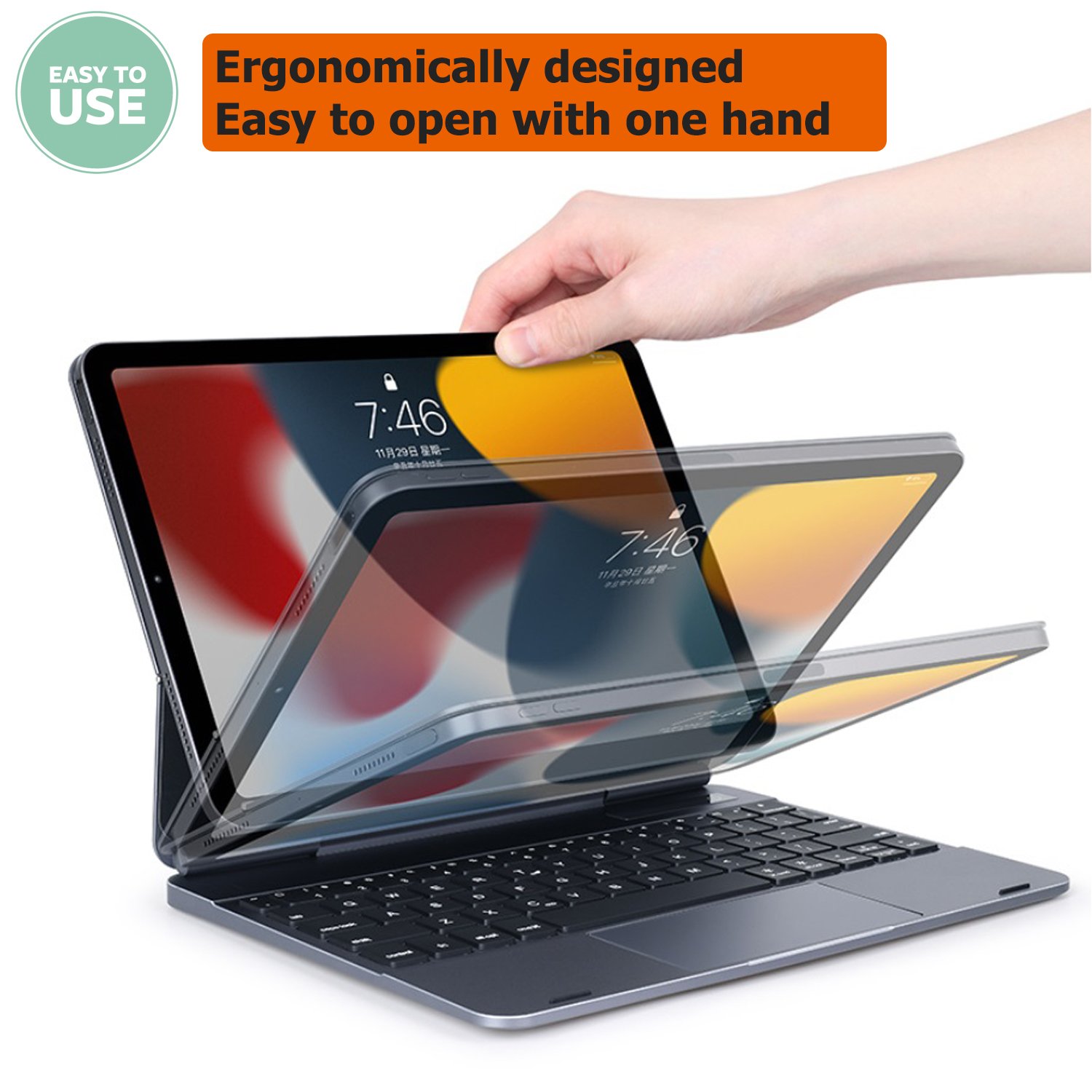 Kozh 2022 New Arrival Type C Touchpad Aluminum lpad Magic Keyboard With 7 In 1 Hubs Design