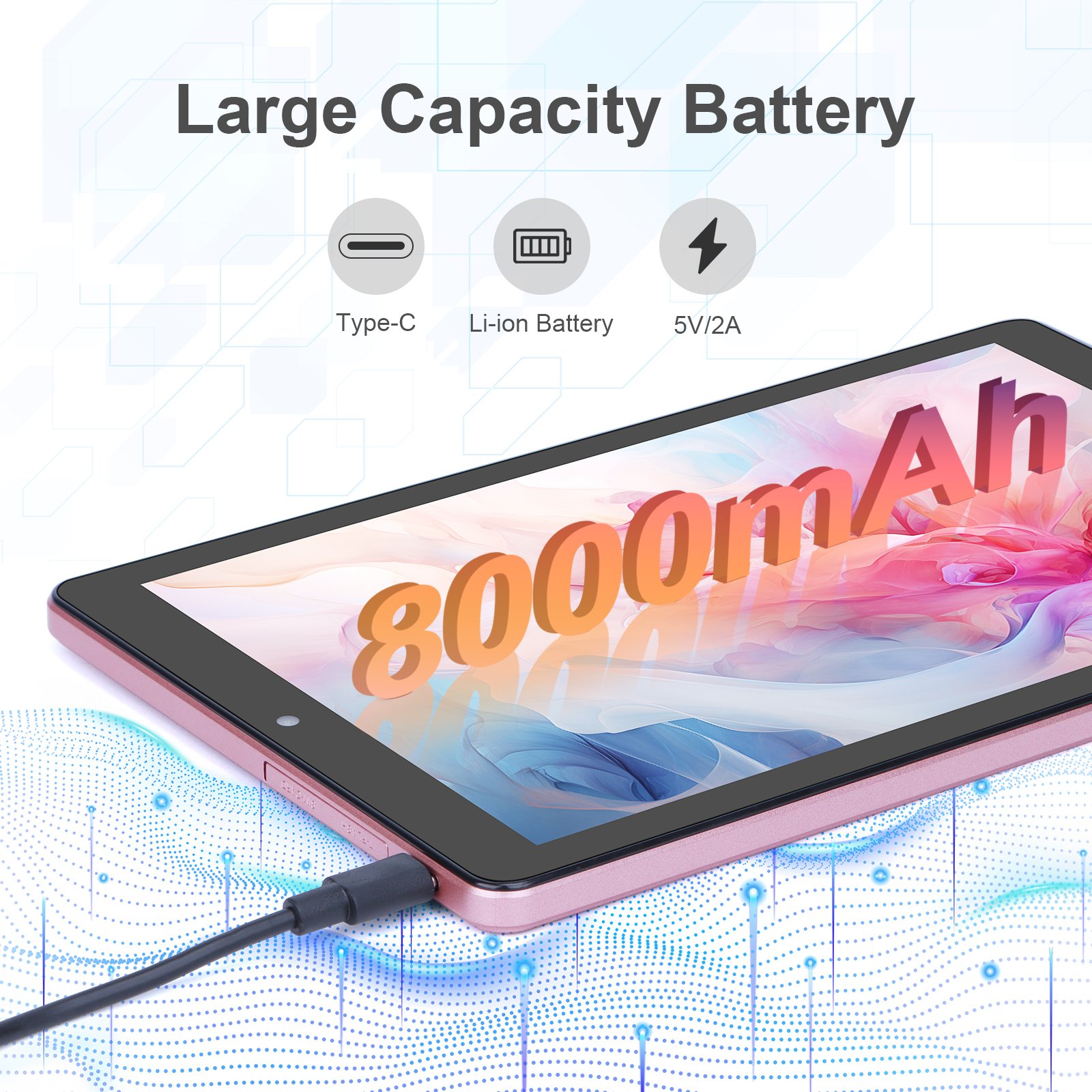 C idea Factory China 9 inch Tab 8GB RAM 512GB ROM 8000mAh WiFi Android 12 Tablet for Adults Dual Camera IPS Screen CM925-Pink