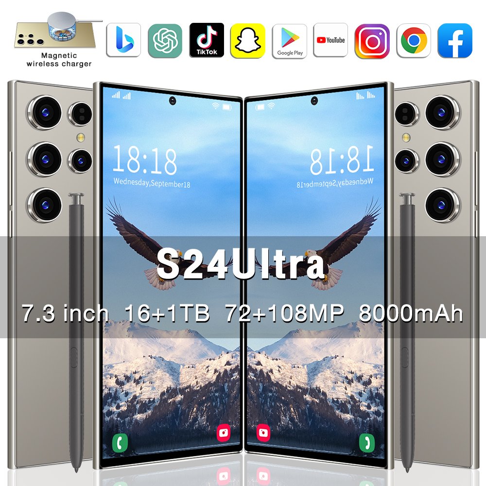2024 new ultra-high speed S24Ultra 16GB+1TB 5G smart phone 7.2-inch 48MP+100MP Snapdragon 8+2 Android 14 game phone