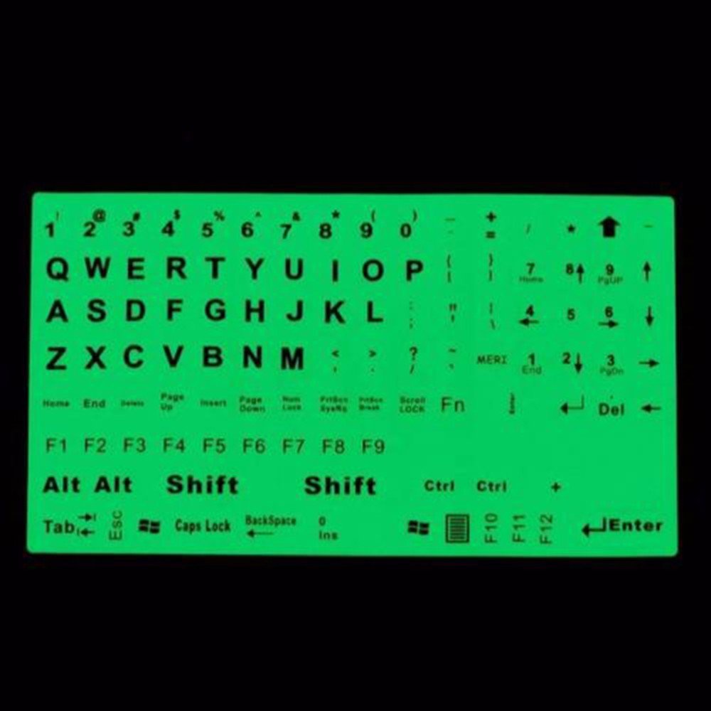 English Standard Keyboard Sticker General PC Laptop Fluorescent Keyboard Cover Luminous Full Keyboard Large Letter Sticker 1PC
