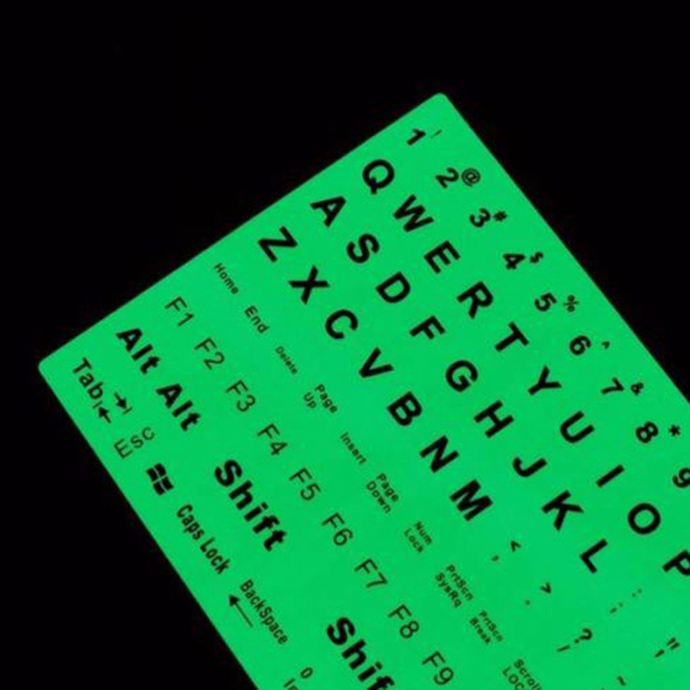 English Standard Keyboard Sticker General PC Laptop Fluorescent Keyboard Cover Luminous Full Keyboard Large Letter Sticker 1PC