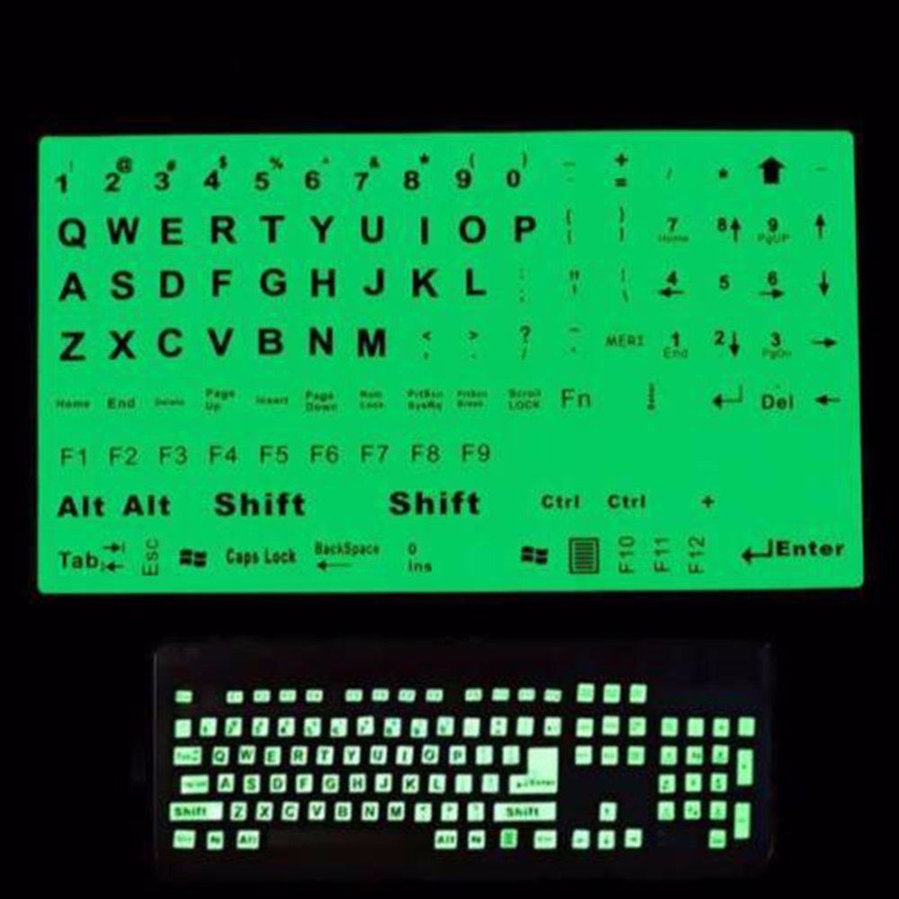 English Standard Keyboard Sticker General PC Laptop Fluorescent Keyboard Cover Luminous Full Keyboard Large Letter Sticker 1PC