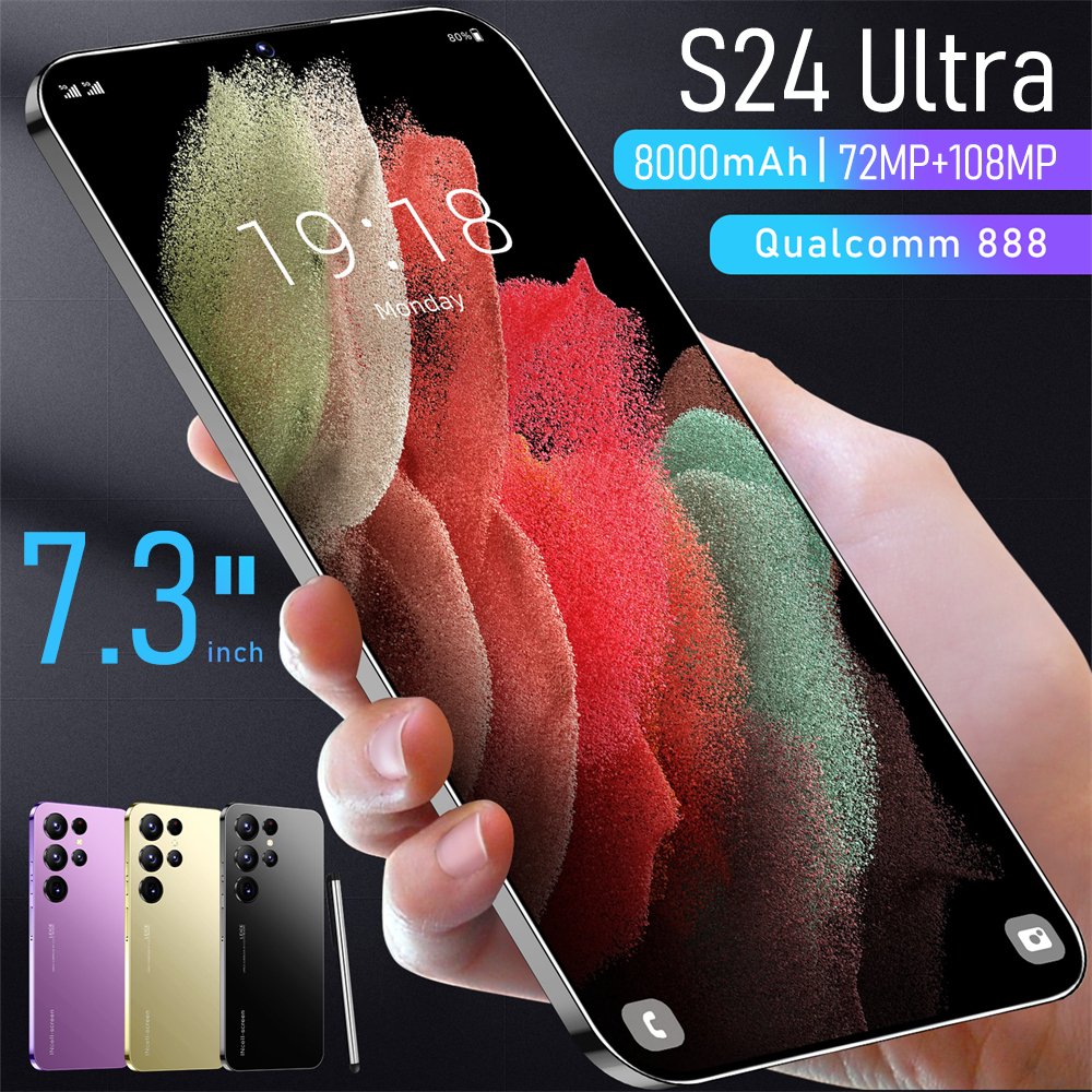 S24Ultra Smartphone, 7.3 inch HD Screen Phone, Android 13 4+64 16+1TB Memory Card Smartphone, Dual SIM Dual Standby 5G/4G/GPS