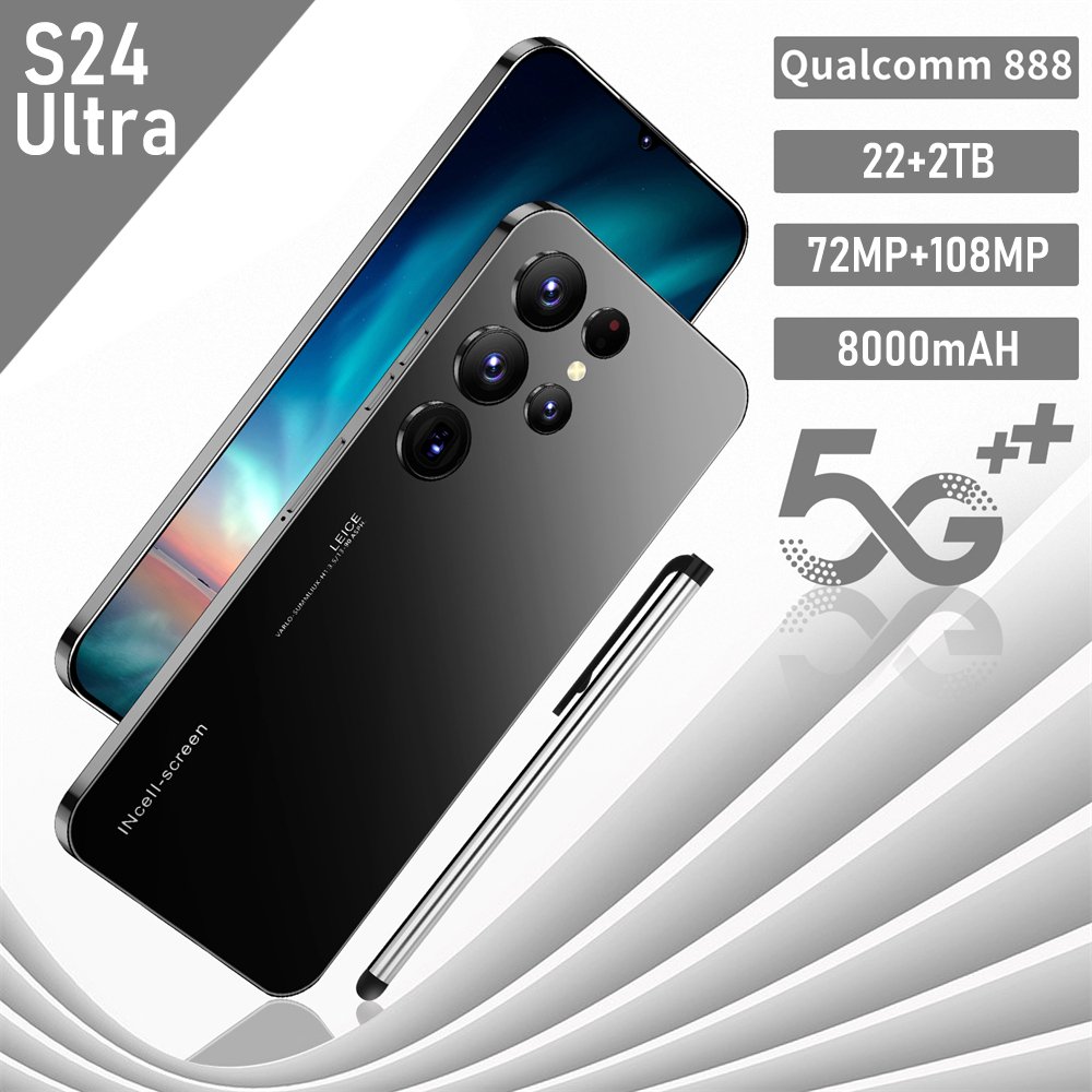 S24Ultra Smartphone, 7.3 inch HD Screen Phone, Android 13 4+64 16+1TB Memory Card Smartphone, Dual SIM Dual Standby 5G/4G/GPS