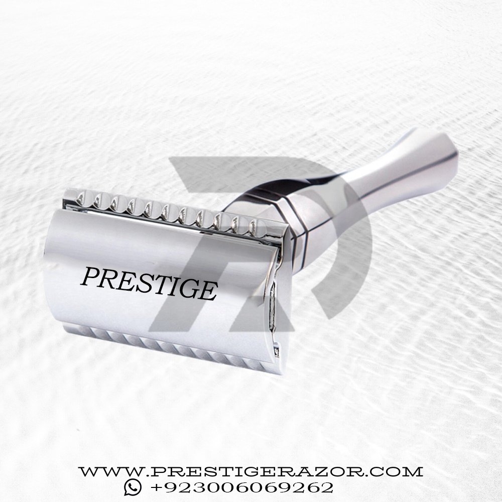 Classic 3-Piece Double Edge Safety Razor | Stainless Steel with Chrome Finish | Prestige Razor 1549 | For Shaving