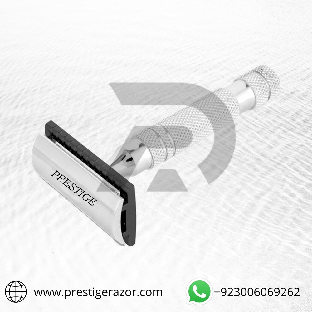 Classic 3-Piece Double Edge Safety Razor | Stainless Steel with Chrome Finish | Prestige Razor 1549 | For Shaving