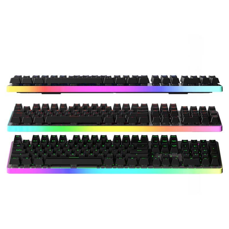 Gaming Keyboard 104 Keys Blue Switches Backlit Keyboard for Gamer RGB Laptop Black