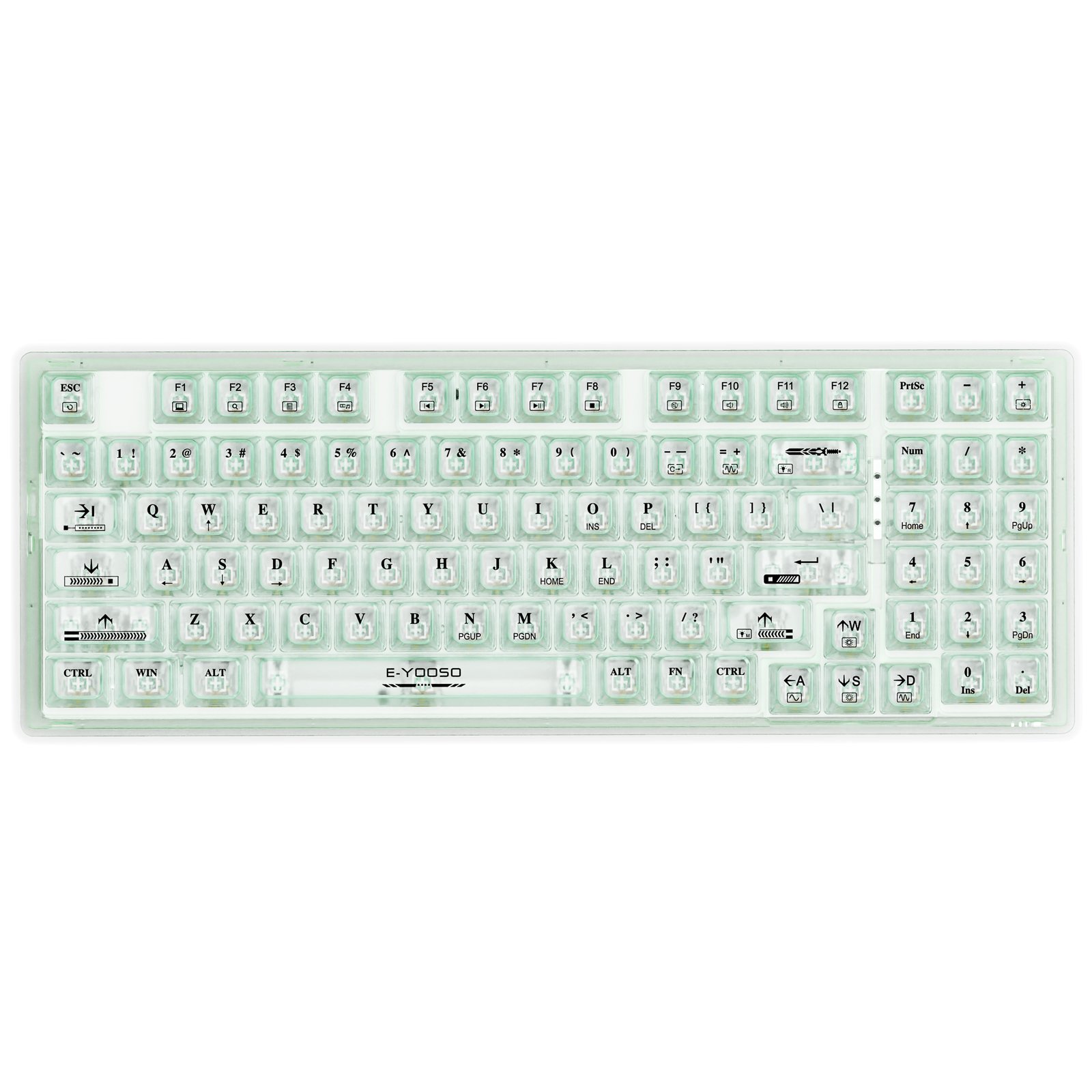 EYOOSO Z94 94 Keys LED Wired LED Backlight Keycap PC Computer Transparent Gaming Mechanical Keyboard Teclado