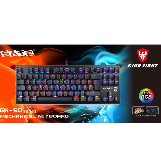 SATE(GK-50)2022 New 87 Keys RGB Wired Gaming Mechanical keyboard for Laptop/PC/ Win Gaming office keyboard Brazilian Portuguese