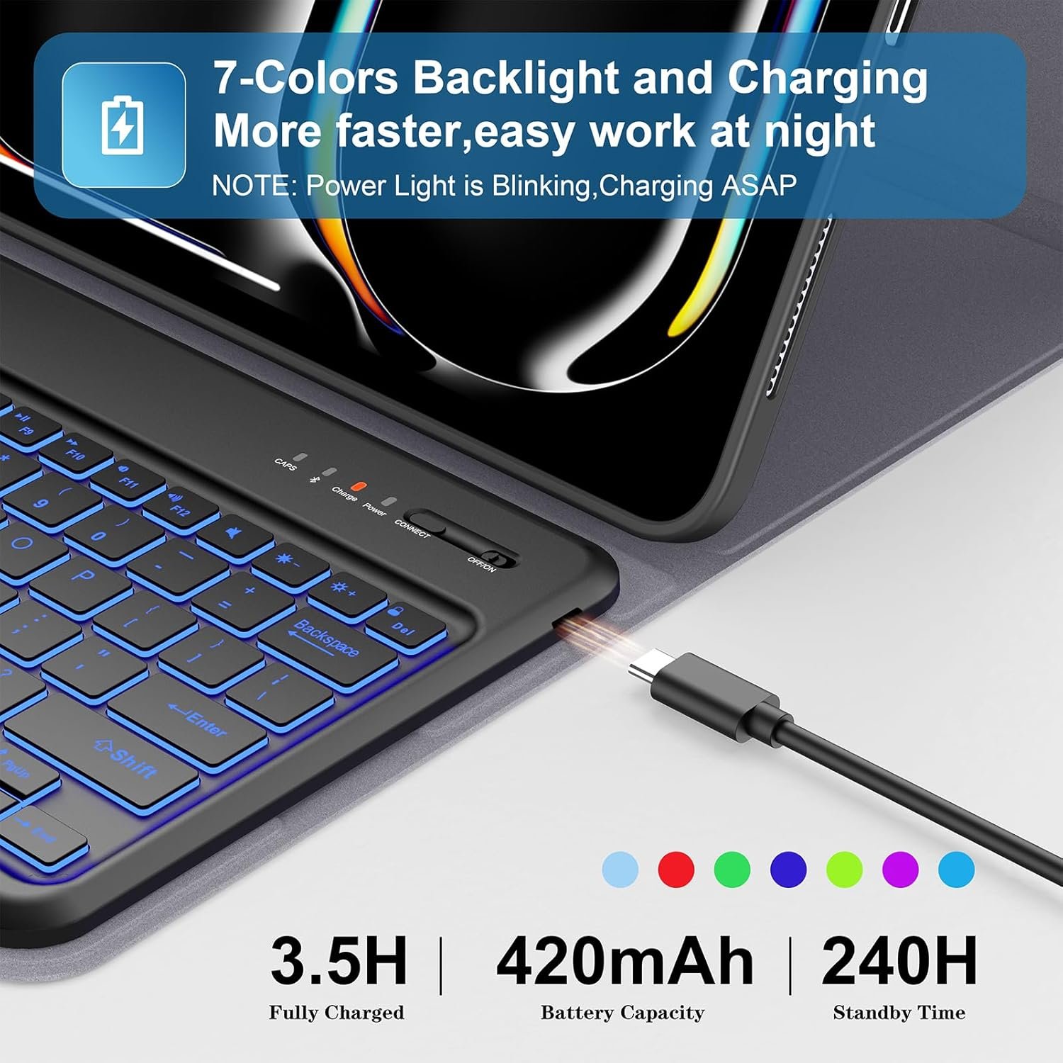 Composition notebook Keyboard Case for iPad Pro 13 Inch with Wireless Magnetic Detachable Keyboard and Backlit Keys