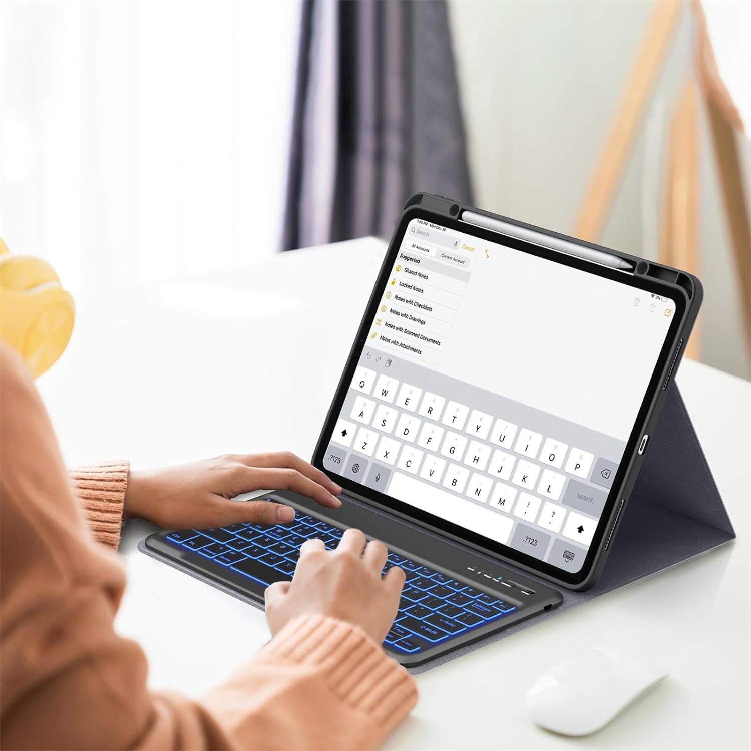 Composition notebook Keyboard Case for iPad Pro 13 Inch with Wireless Magnetic Detachable Keyboard and Backlit Keys