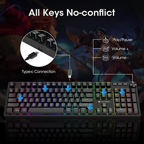 KOORUI 104 keys best mechanical keyboard custom mechanical keyboard for gaming