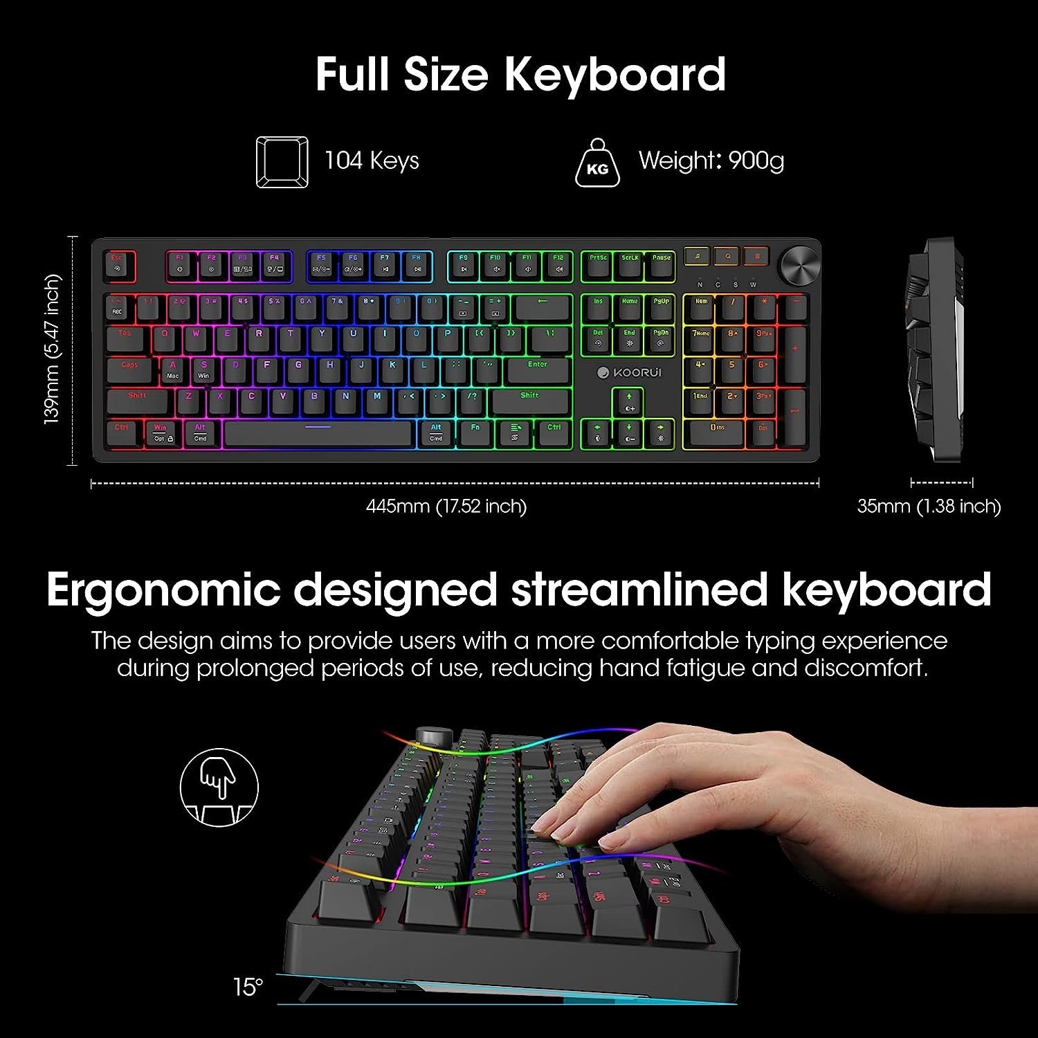 KOORUI 104 keys best mechanical keyboard custom mechanical keyboard for gaming
