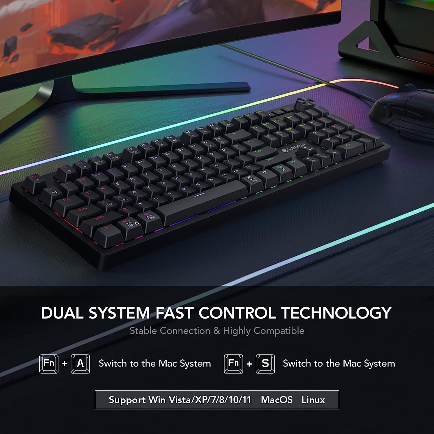 KOORUI 104 keys best mechanical keyboard custom mechanical keyboard for gaming