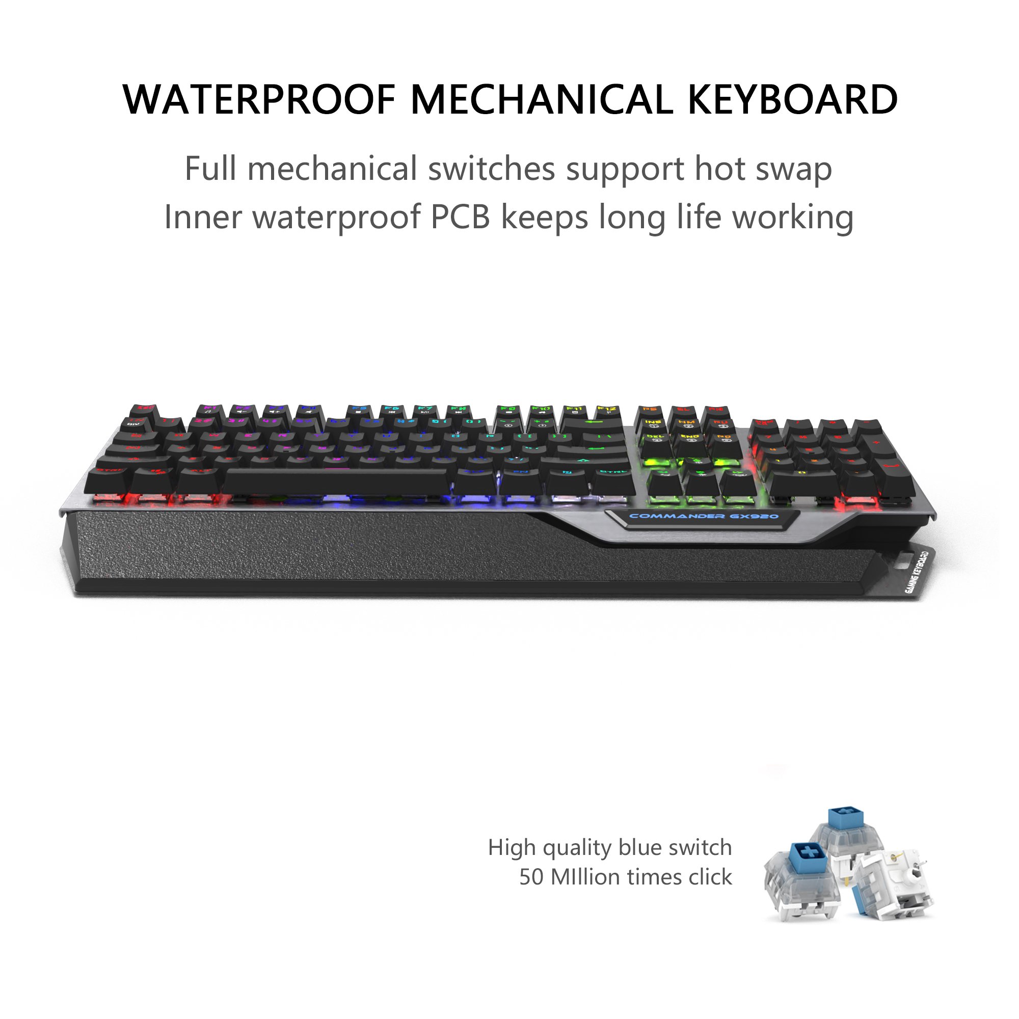 AIKUN GX920 Wired RGB Backlight Gaming Keyboard Mechanical Switches Multimedia Full Size Keyboards Two USB Hub