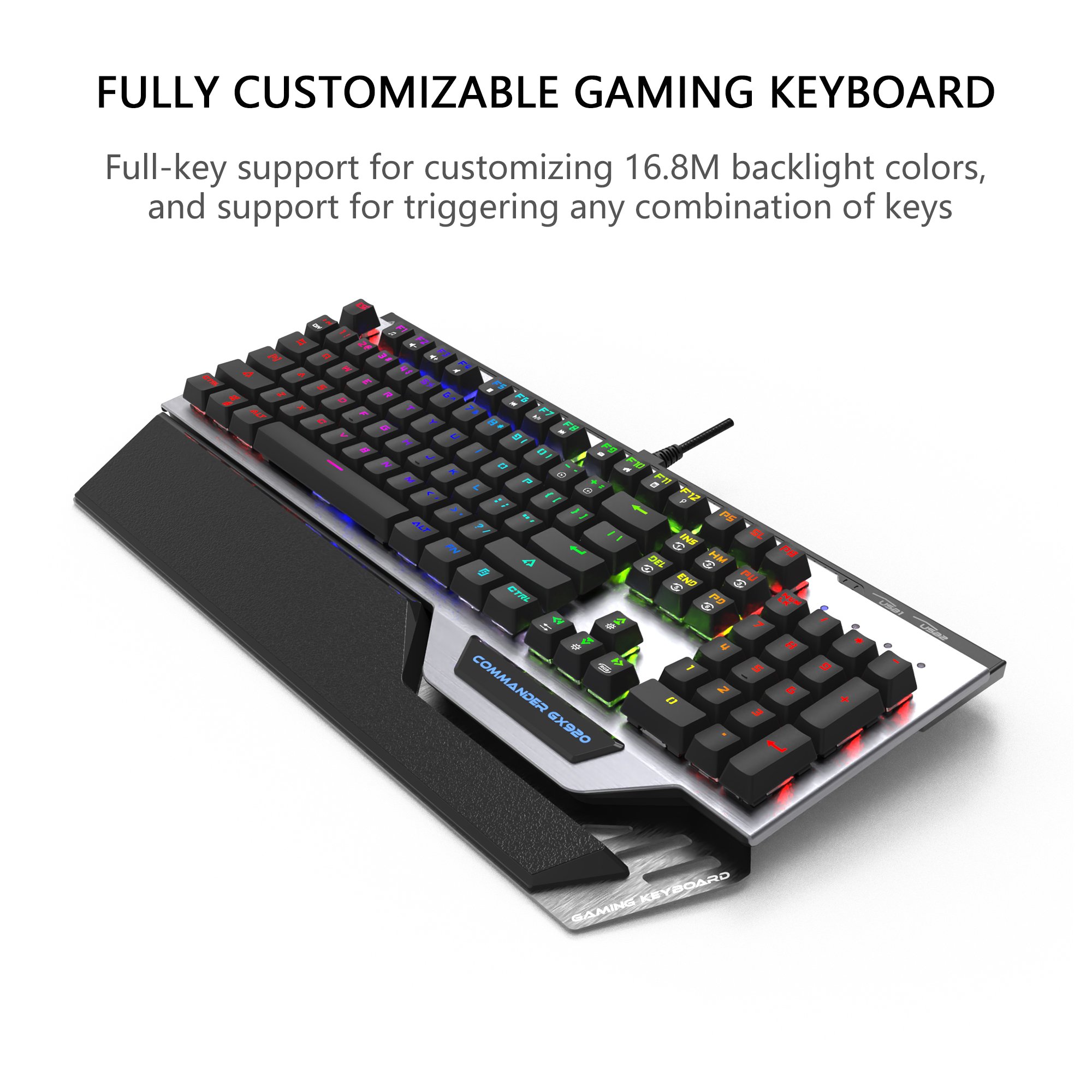 AIKUN GX920 Wired RGB Backlight Gaming Keyboard Mechanical Switches Multimedia Full Size Keyboards Two USB Hub