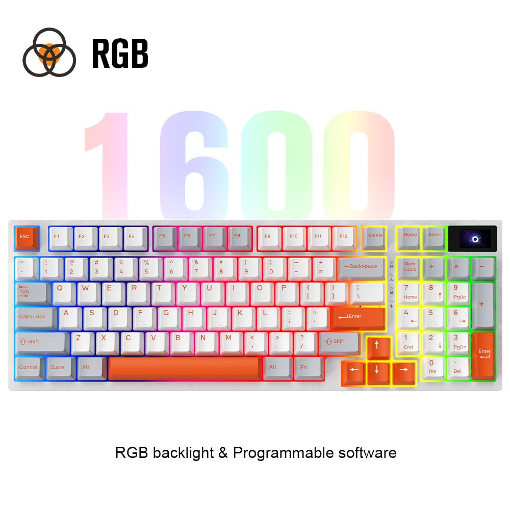 Custom 95% PC RGB Bluetooth BT Wired Wireless Gaming Mechanical Keyboard with Display Screen