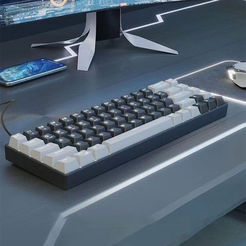 Single Color RGB Custom 68 Keys Russian Version Hot Swappable Mechanical Keyboard With Type-C Wired Link