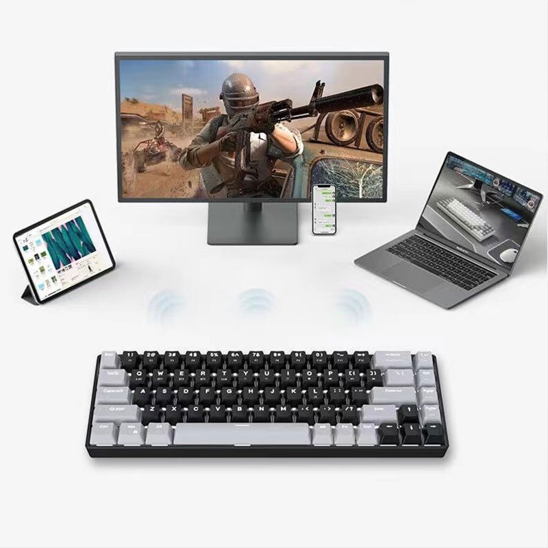 Single Color RGB Custom 68 Keys Russian Version Hot Swappable Mechanical Keyboard With Type-C Wired Link