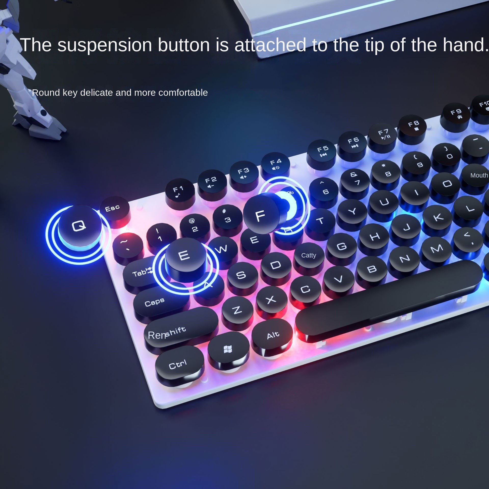 White Mini Wired USB Mechanical Keyboard and Mouse RGB Backlit LED with Light Function Waterproof Office Notebook Set