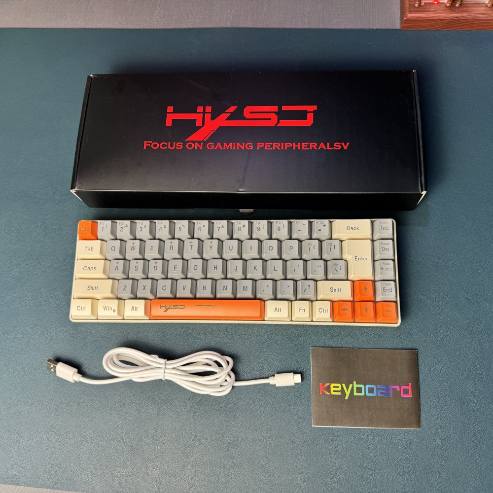 New colour HXSJ V200 68-key membrane keyboard silent RGB luminous ABS two-color injection Type-C gaming keyboard for laptop game