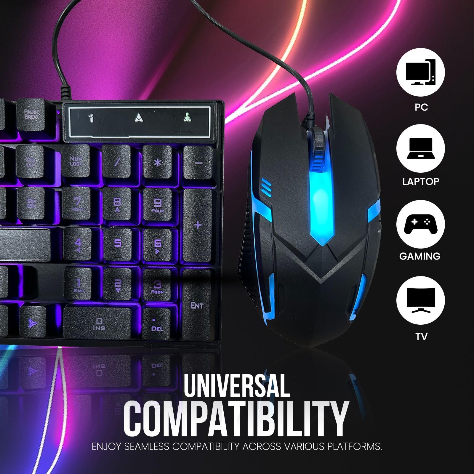 Wholesale Wired Ergonomics set Color backlit LED fashion light peripheral Internet cafe computer gaming keyboard and mouse