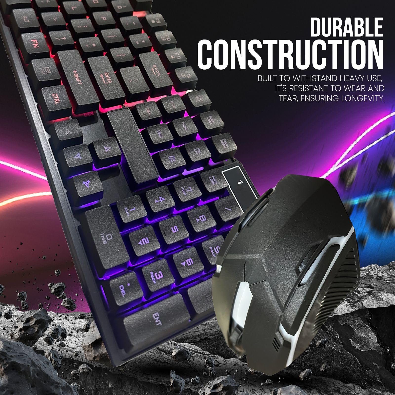 Wholesale Wired Ergonomics set Color backlit LED fashion light peripheral Internet cafe computer gaming keyboard and mouse