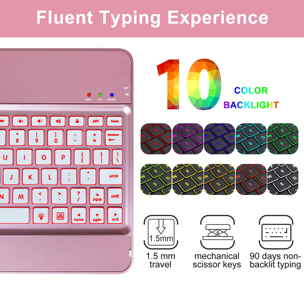360 Degree Rotating Tablet Case for For iPad Pro 11 Keyboard Case Pro 1st/2nd Detachable Smart Case With BT Keyboard