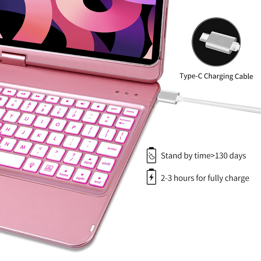 360 Degree Rotating Tablet Case for For iPad Pro 11 Keyboard Case Pro 1st/2nd Detachable Smart Case With BT Keyboard