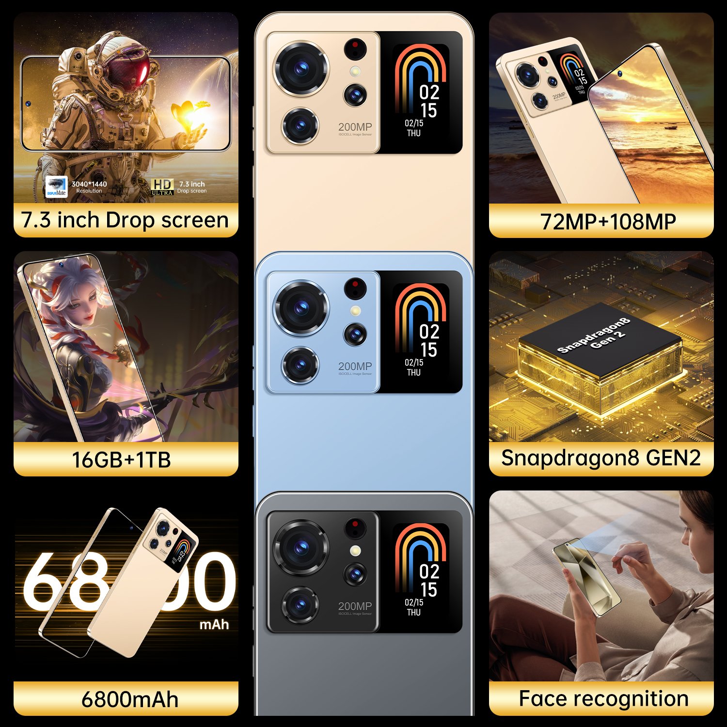 2024 unlocked Gaming Beautiful Camera Cell New Mobile Phones With Secondary Screen S24 Ultra