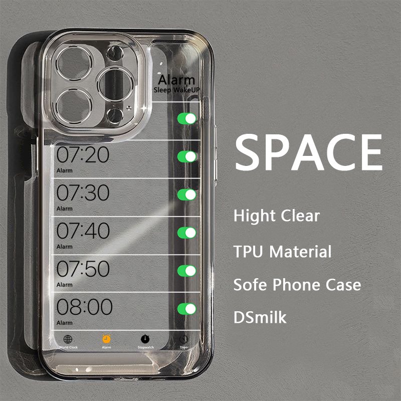 Keyboard & Alarm Phone Case for iPhone 15 14 13 Pro 12 11 Pro Xs X XR Max 8 7 SE Strong TPU Cases Soft Back Cover