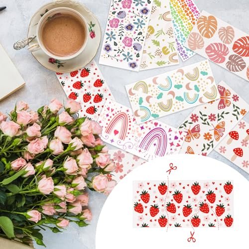 Transfer Printing Stickers Waterproof Natural Theme Transfer Printing Sticker Waterproof Cup Stickers High Temperature Resistant