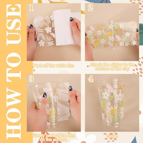 Transfer Printing Stickers Waterproof Natural Theme Transfer Printing Sticker Waterproof Cup Stickers High Temperature Resistant