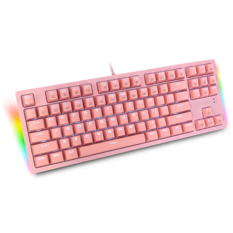 Original 87 keys pink RGB LED backlit blue switch gaming wired mechanical keyboard