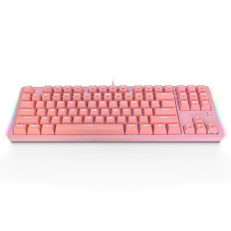 Original 87 keys pink RGB LED backlit blue switch gaming wired mechanical keyboard