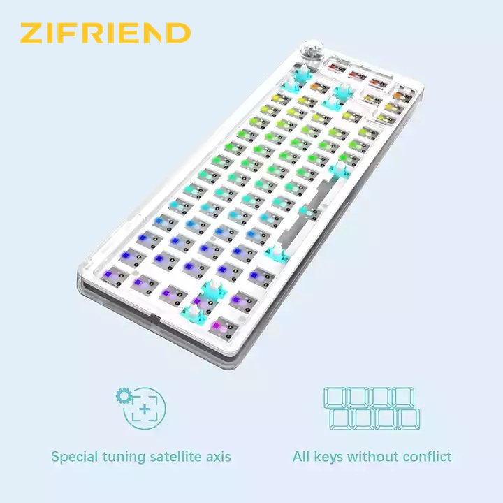 Hot Swap Mechanical Keyboard Programmable 3 Mode Switches Keyboard DIY Kit with Knob RGB Wireless Keyboard