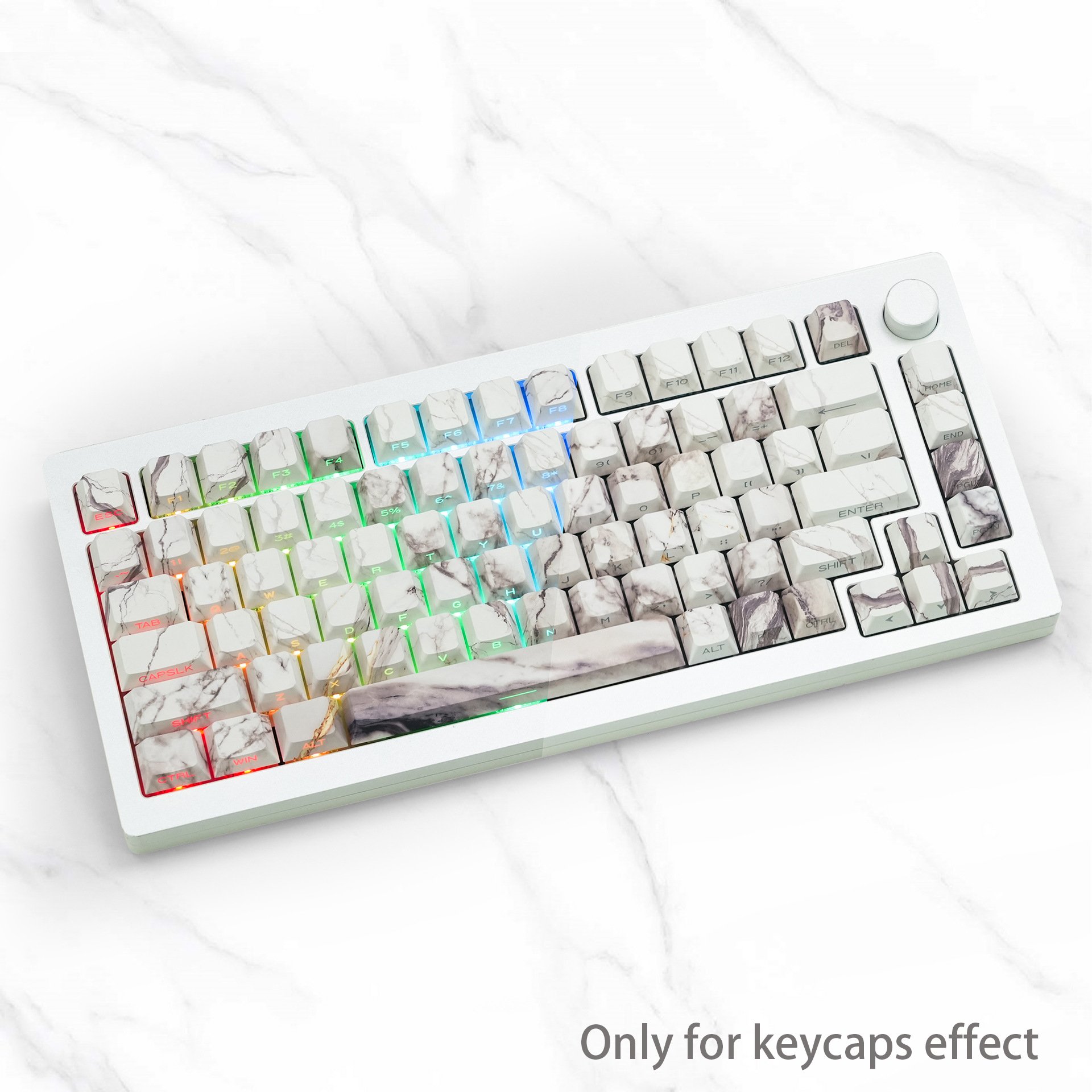Factory PBT side printed LED pass through Marble keycaps white/black griotte 136 keys Cherry height Crazing keyboard kcap