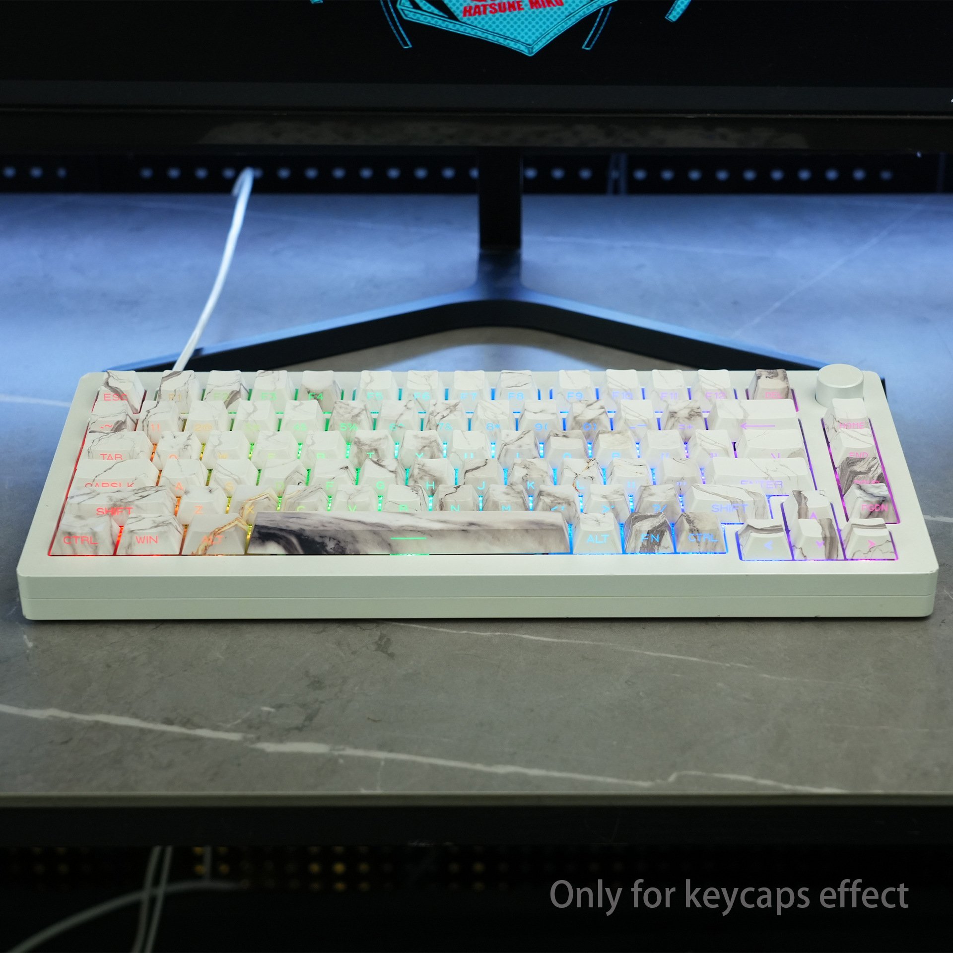 Factory PBT side printed LED pass through Marble keycaps white/black griotte 136 keys Cherry height Crazing keyboard kcap