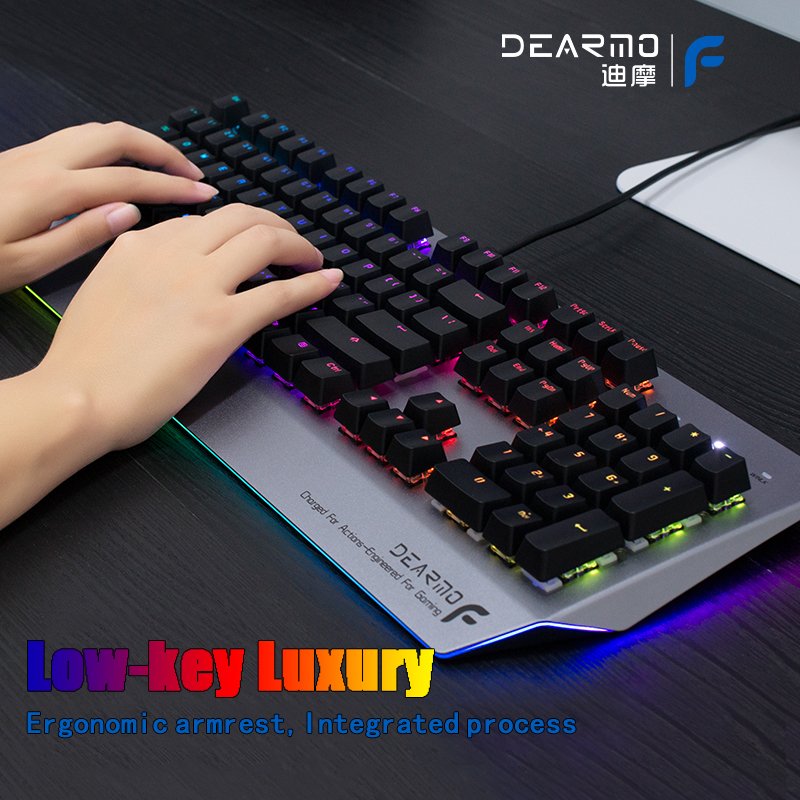 Dearmo F3 RGB Backlit Optical Switch Wired Mechanical Keyboard Waterproof Dustproof Aluminum Alloy Gaming Keyboard