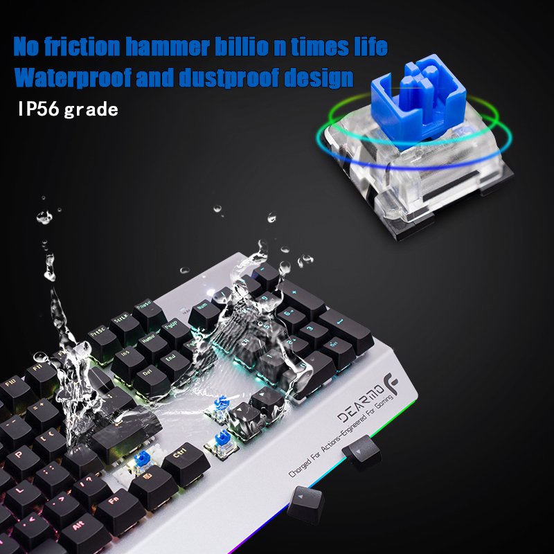 Dearmo F3 RGB Backlit Optical Switch Wired Mechanical Keyboard Waterproof Dustproof Aluminum Alloy Gaming Keyboard