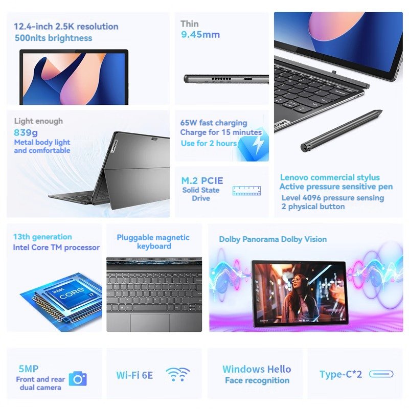 Brand New Lenovo Tablet Qitian D12 Laptop 2-In-1 12.4 Inch Personal & Home Laptops Gaming Business Laptops