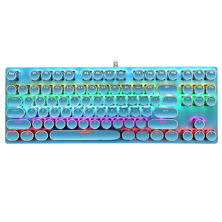 87 Keys Blue Switches Backlit Gamer Rgb Backlighting Mechanical Gaming Keyboard
