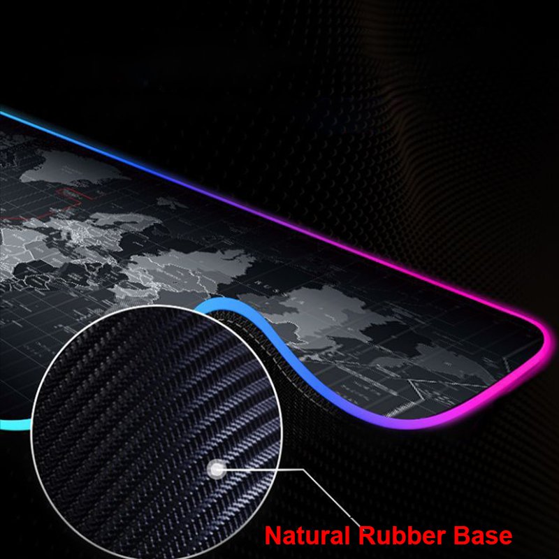 High Quality Glowing RGB LED World Map Mouse Pad Keyboard Mat Custom Sublimation Printing USB Gaming Mousepad with 14 Mouspad