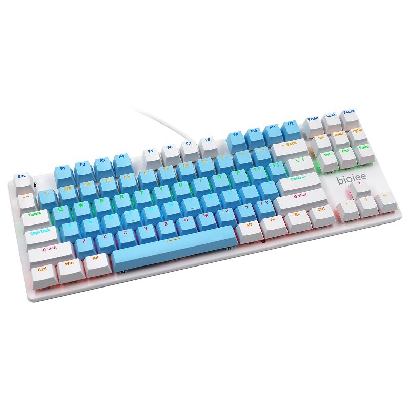 BIOJEE B87 wholesale Pink and white mechanical keyboard 87-key mini LED backlight wired mechanical keyboard for desktop laptop